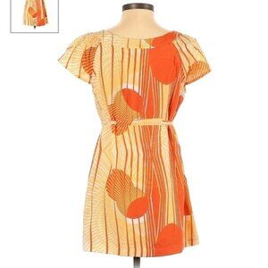 Liz Lange Maternity Dress Small S Orange Tie Waist Short Flutter Sleeve Cute EUC
